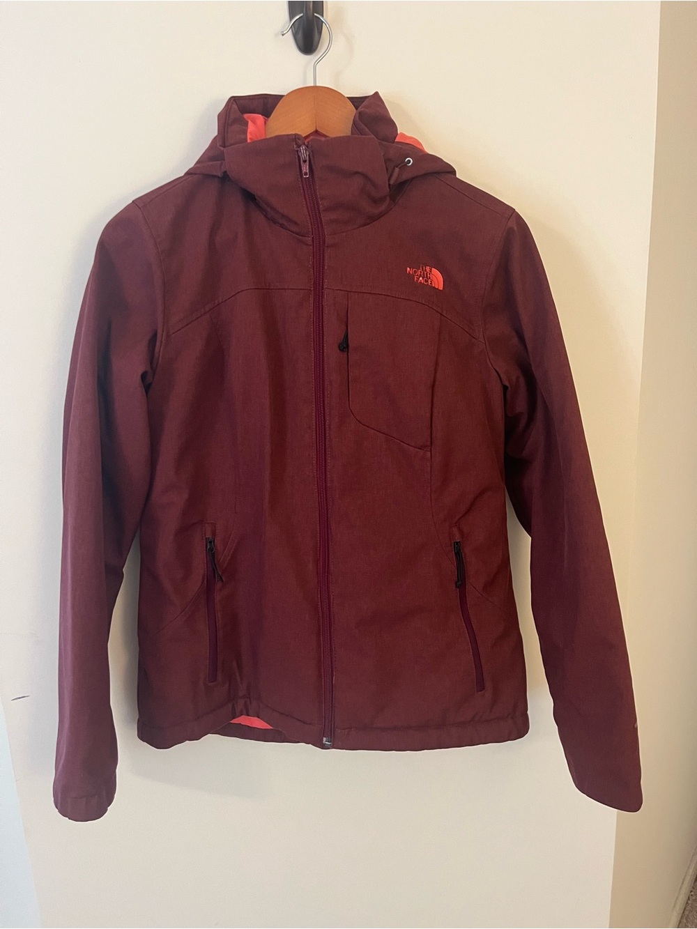 The North Face Women's Maroon Hooded Rain Jacket
